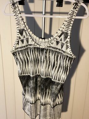Element Black & White Tribal-Stripe Tank Top